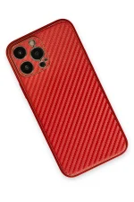 Newface iPhone 13 Pro Kılıf Coco Karbon Silikon - Kırmızı - Görsel 2