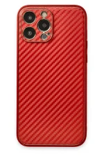 Newface iPhone 13 Pro Kılıf Coco Karbon Silikon - Kırmızı