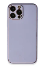 Newface iPhone 13 Pro Max Kılıf Coco Deri Silikon Kapak - Açık Lila