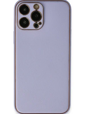Newface iPhone 13 Pro Max Kılıf Coco Deri Silikon Kapak - Açık Lila