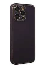 Newface iPhone 13 Pro Max Kılıf Coco Deri Silikon Kapak - Derin Mor - Görsel 2
