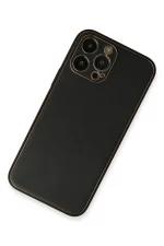 Newface iPhone 13 Pro Max Kılıf Coco Deri Silikon Kapak - Siyah - Görsel 2