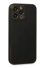 Newface iPhone 13 Pro Max Kılıf Coco Deri Silikon Kapak - Siyah - Görsel 3