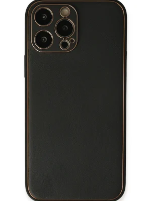 Newface iPhone 13 Pro Max Kılıf Coco Deri Silikon Kapak - Siyah
