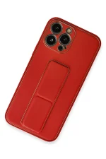 Newface iPhone 13 Pro Max Kılıf Coco Deri Standlı Kapak - Kırmızı - Görsel 2