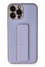 Newface iPhone 13 Pro Max Kılıf Coco Deri Standlı Kapak - Lila
