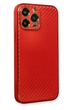 Newface iPhone 13 Pro Max Kılıf Coco Karbon Silikon - Kırmızı - Görsel 3