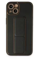Newface iPhone 14 Plus Kılıf Coco Deri Standlı Kapak - Siyah
