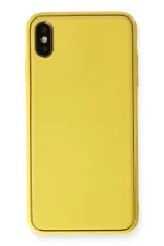 Newface iPhone XS Max Kılıf Coco Deri Silikon Kapak - Sarı