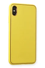 Newface iPhone XS Max Kılıf Coco Deri Silikon Kapak - Sarı - Görsel 3
