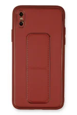 Newface iPhone XS Max Kılıf Coco Deri Standlı Kapak - Fuşya