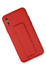 Newface iPhone XS Max Kılıf Coco Deri Standlı Kapak - Kırmızı - Görsel 2