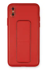 Newface iPhone XS Max Kılıf Coco Deri Standlı Kapak - Kırmızı