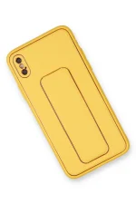 Newface iPhone XS Max Kılıf Coco Deri Standlı Kapak - Sarı - Görsel 2