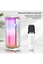 Newface Pluse 5 Mikrofonlu RGB Kablosuz Hoparlör - Beyaz - Görsel 4