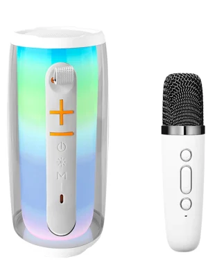 Newface Pluse 6 Mikrofonlu RGB Kablosuz Hoparlör - Beyaz