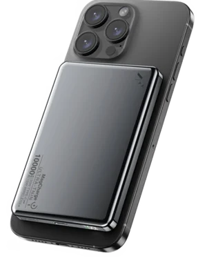 Newface PW560 10.000 mAh Dijital Göstergeli 20W Type-C ve 15W Kablosuz Şarj PD Hızlı Şarj Magsafe Powerbank - Titanyum
