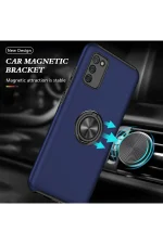 Newface Samsung Galaxy A02S Kılıf Elit Yüzüklü Kapak - Lacivert - Görsel 5
