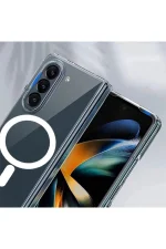 Newface Samsung Galaxy Z Fold 5 Kılıf Magneticsafe Şeffaf Silikon - Şeffaf - Görsel 2