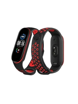 Newface Xiaomi Mi Band 4 Spor Delikli Kordon - Siyah-Kırmızı