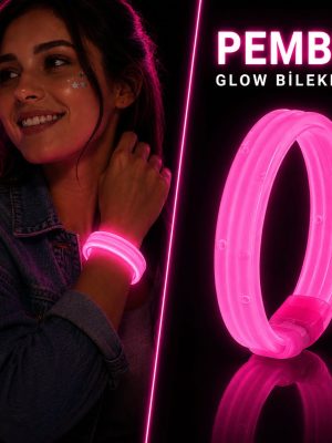 Pembe Kalın Glow Bileklik – Kırılarak Yanan Parti ve Festival Bilekliği