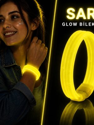 Sarı Kalın Glow Bileklik – Kırılarak Yanan Parti ve Festival Bilekliği