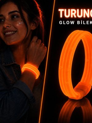 Turuncu Kalın Glow Bileklik – Kırılarak Yanan Parti ve Festival Bilekliği