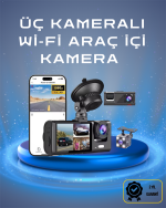 Üç Kameralı 1080p Full HD Araç İçi Kamera – G-Sensörlü ve Gece Görüşlü - Görsel 2