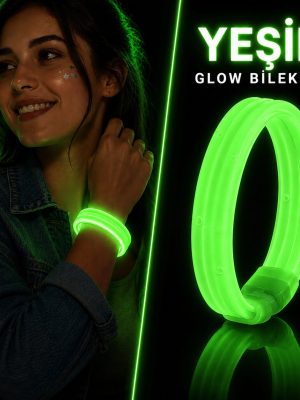 Yeşil Kalın Glow Bileklik – Kırılarak Yanan Parti ve Festival Bilekliği